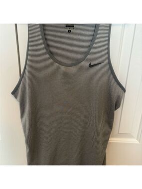 Nike Gray Striped Tank Top Athletic Activewear